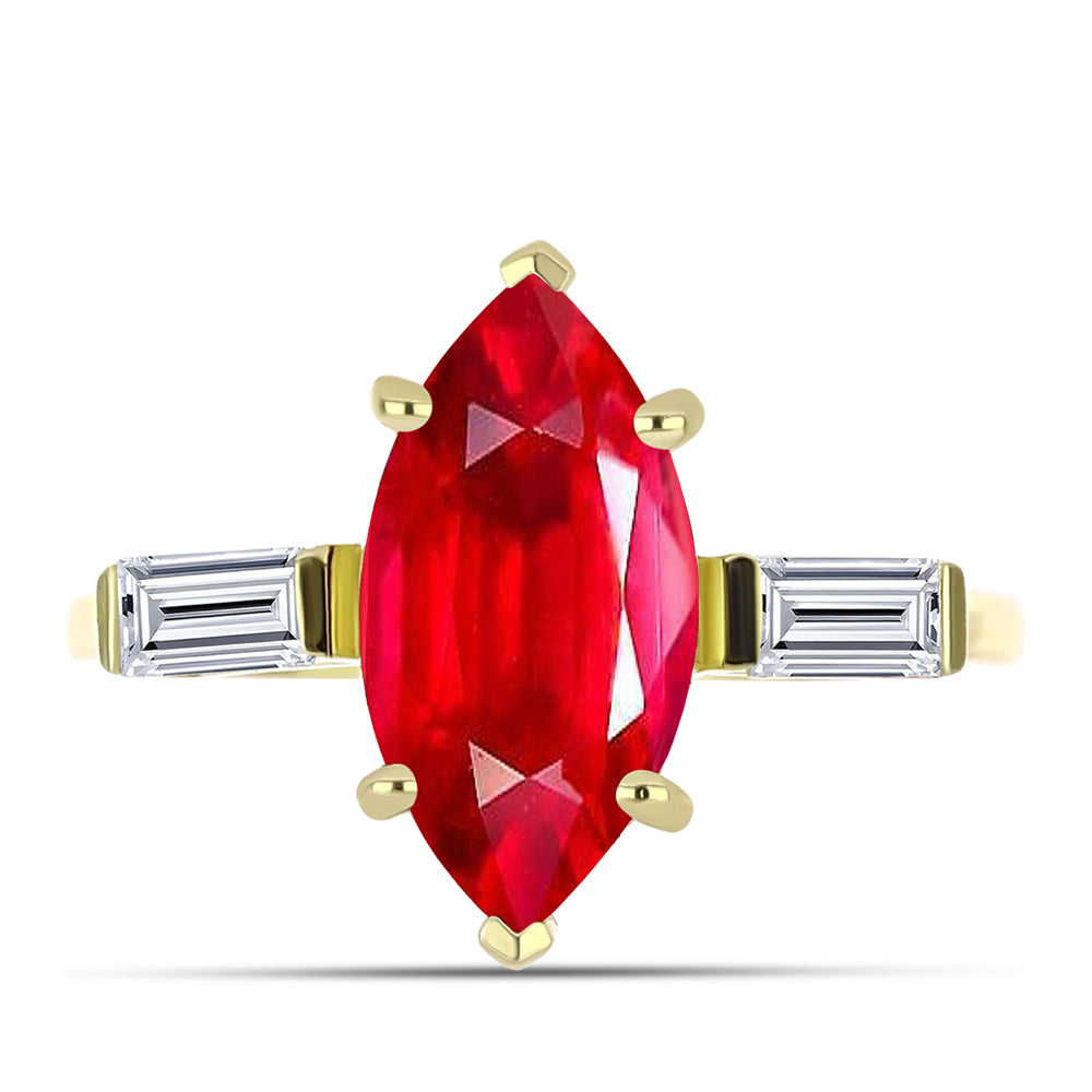 Anillo de Plata Bañada en Oro con Ágata Roja y Topacio Blanco 1 