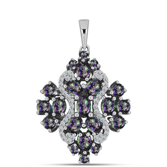 Colgante de Plata con Cuarzo Místico Verde de Brasil y Topacio Blanco