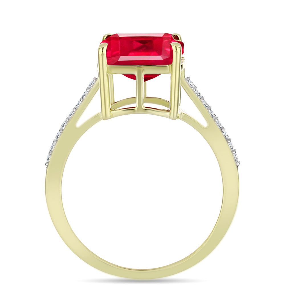 Anillo de Plata Bañada en Oro con Ágata Roja y Topacio Blanco 2 