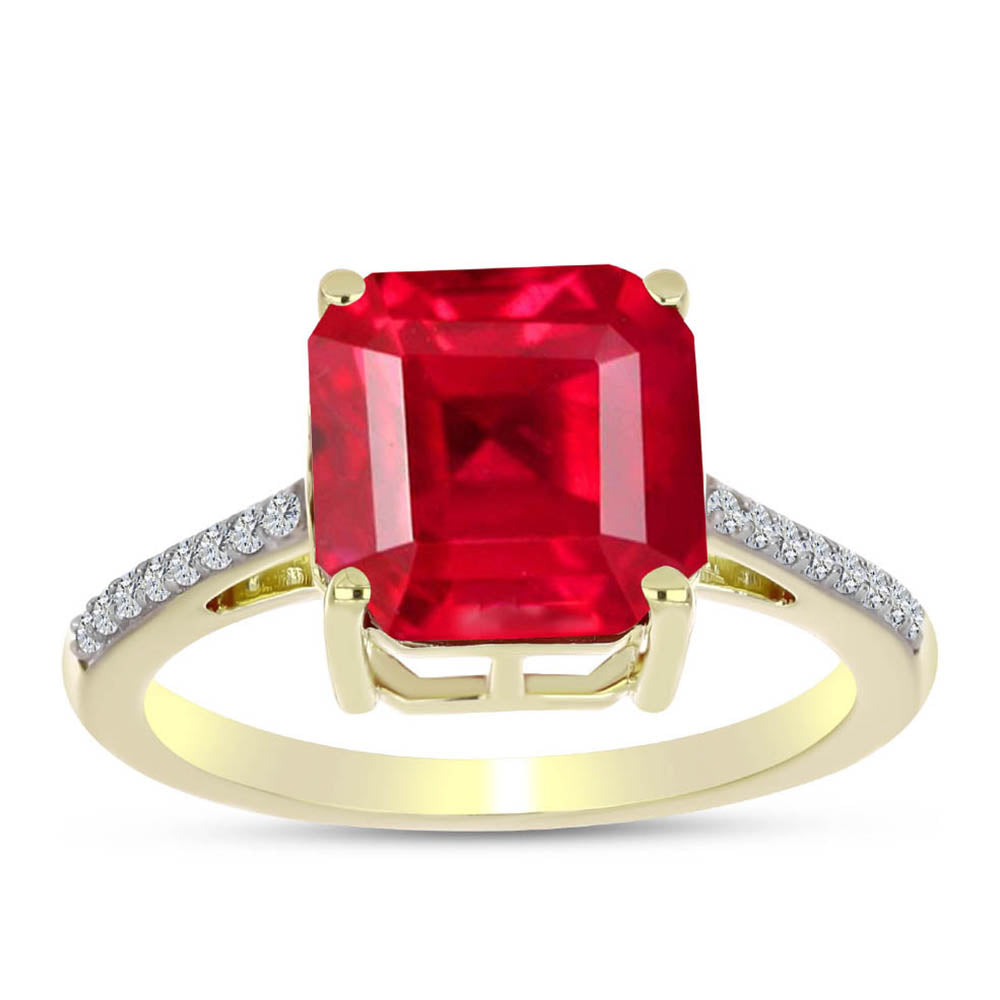 Anillo de Plata Bañada en Oro con Ágata Roja y Topacio Blanco 3 