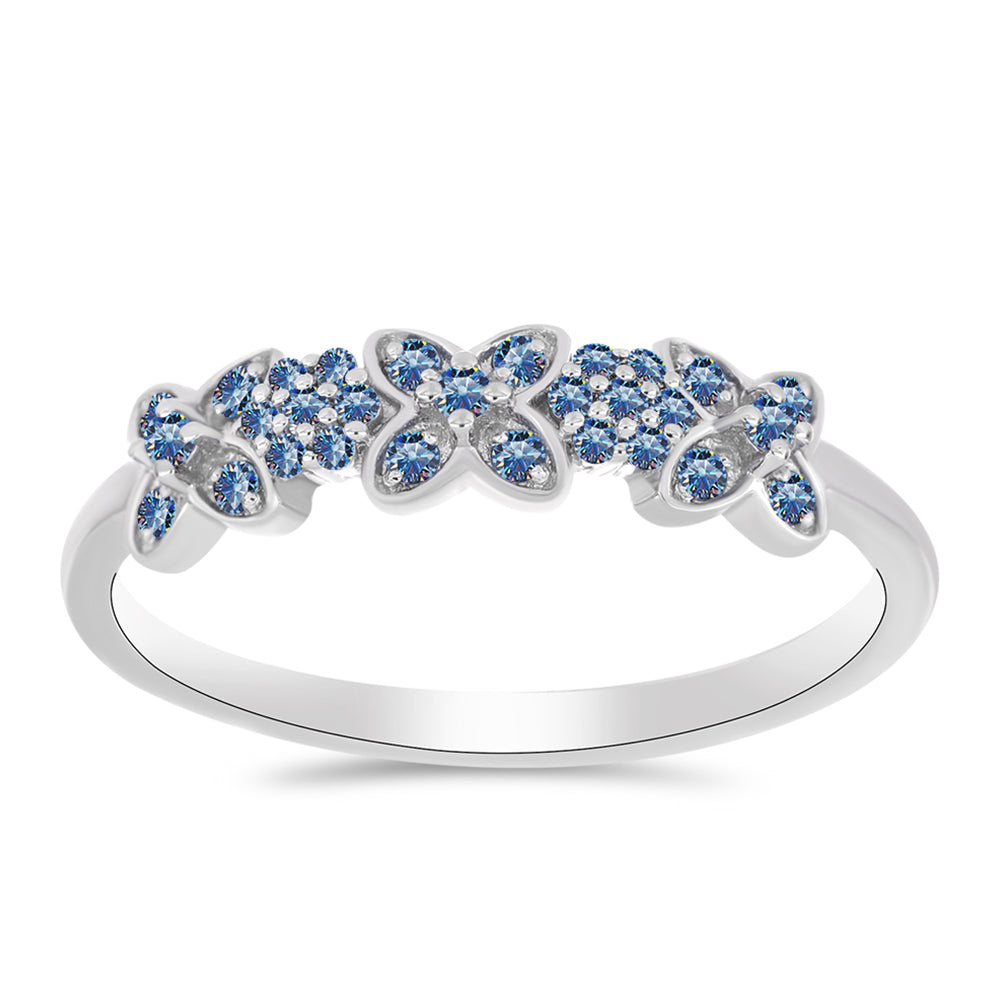 Anillo de Plata con Moisanita azul océano
