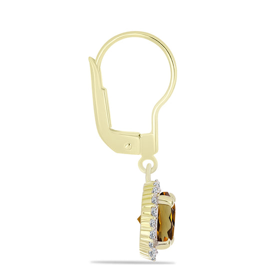 Pendientes de Plata Bañada en Oro con Cuarzo Coñac y Topacio Blanco