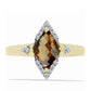 Anillo de Plata Bañada en Oro con Cuarzo Coñac y Topacio Blanco