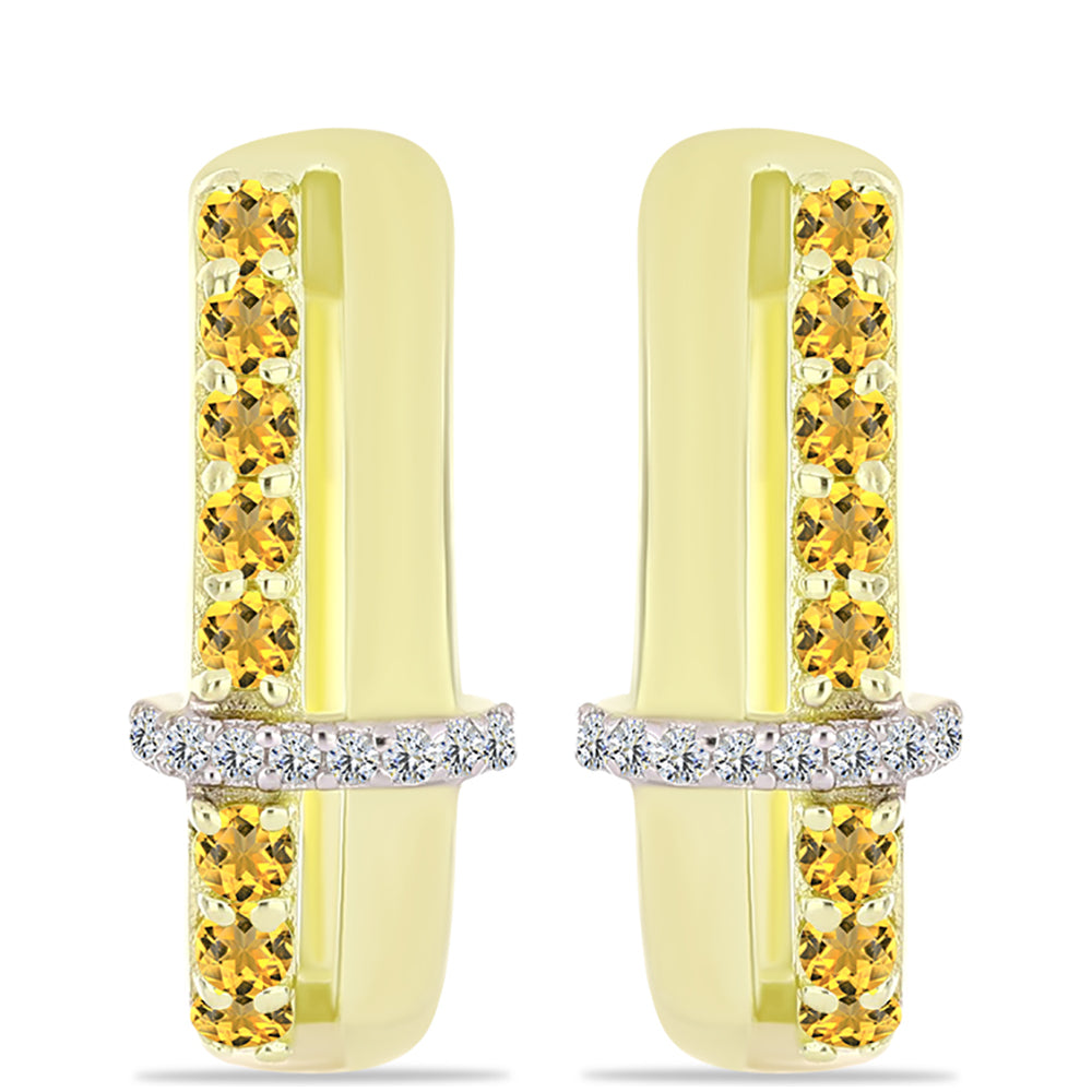 Pendientes de Plata Bañada en Oro con Cuarzo Coñac y Topacio Blanco