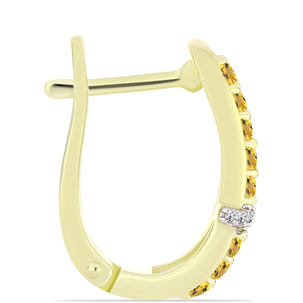 Pendientes de Plata Bañada en Oro con Cuarzo Coñac y Topacio Blanco 2 