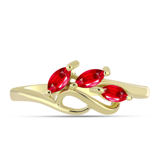 Anillo de Plata Bañada en Oro con Ágata Roja