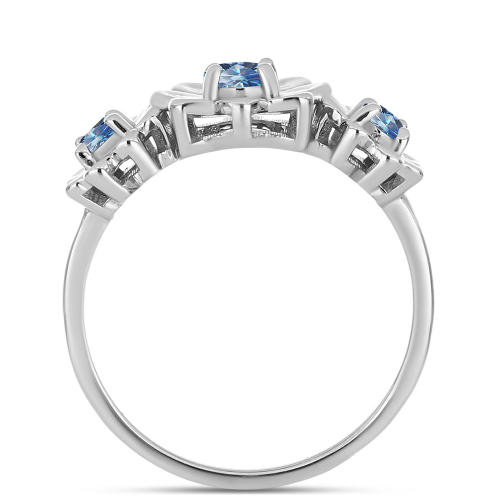 Anillo de Plata con Moisanita azul océano 2 