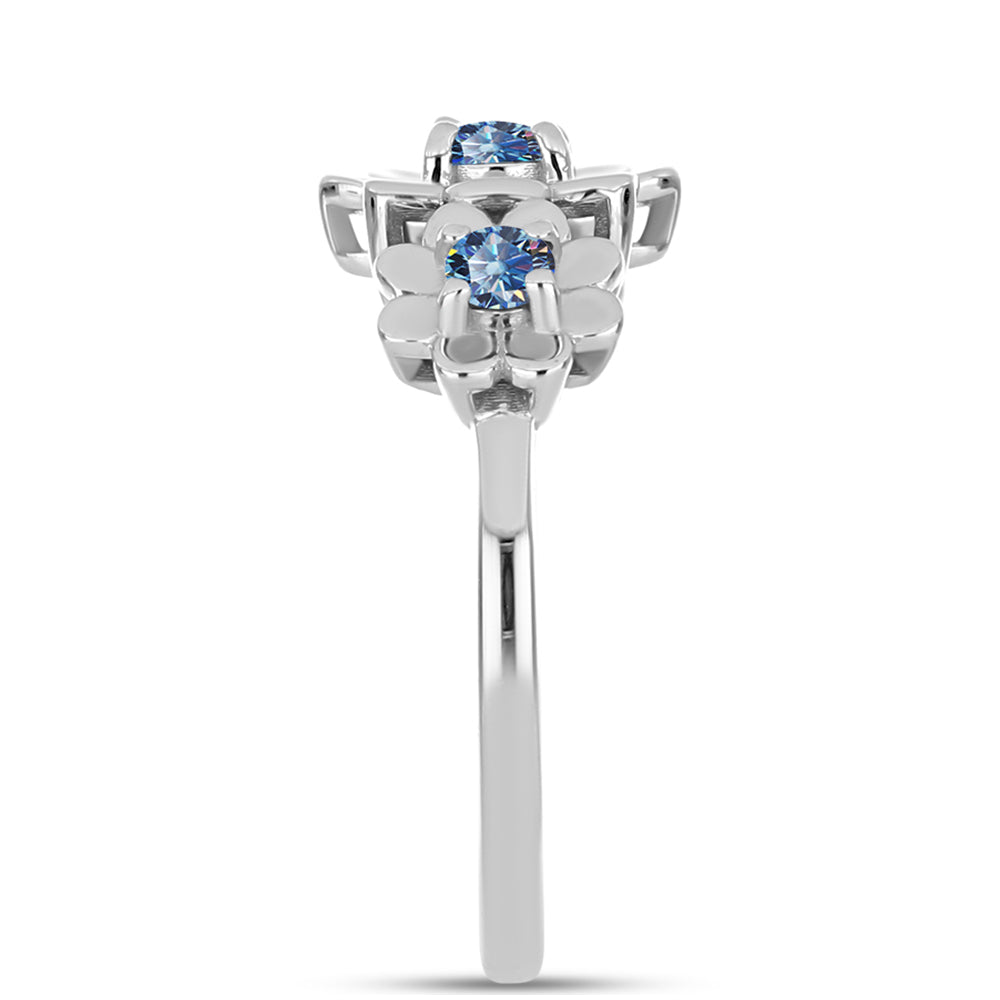 Anillo de Plata con Moisanita azul océano 4 