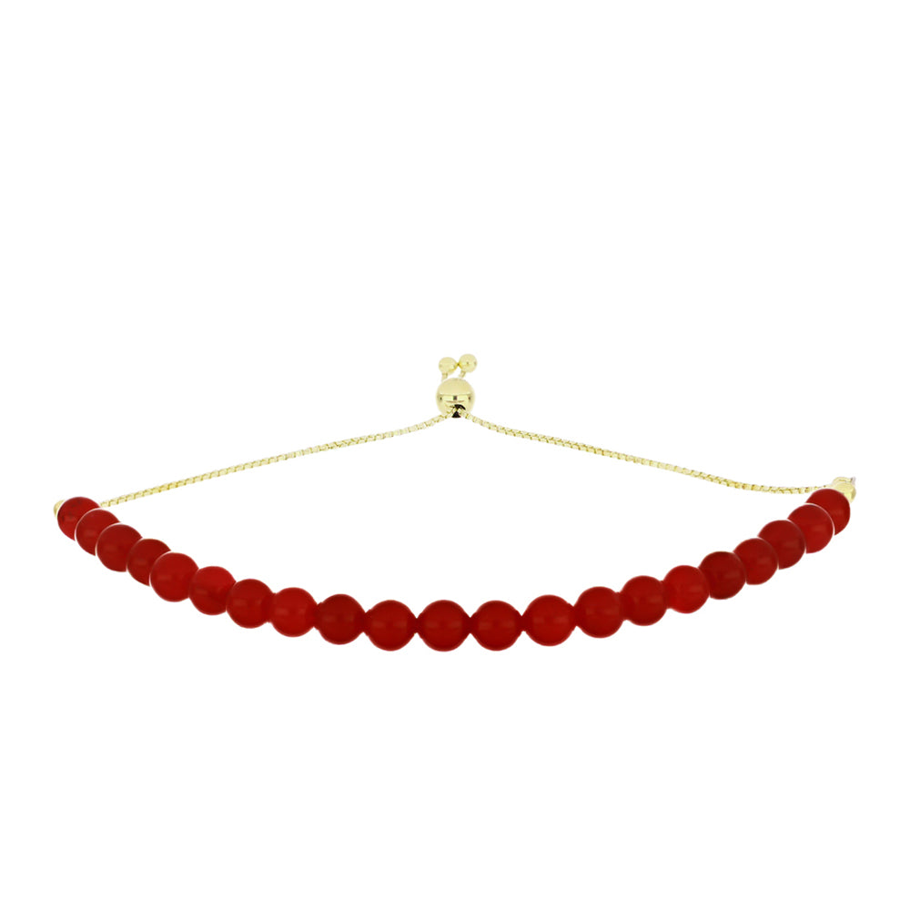 Pulsera de Plata Bañada en Oro con Ágata Roja 1 
