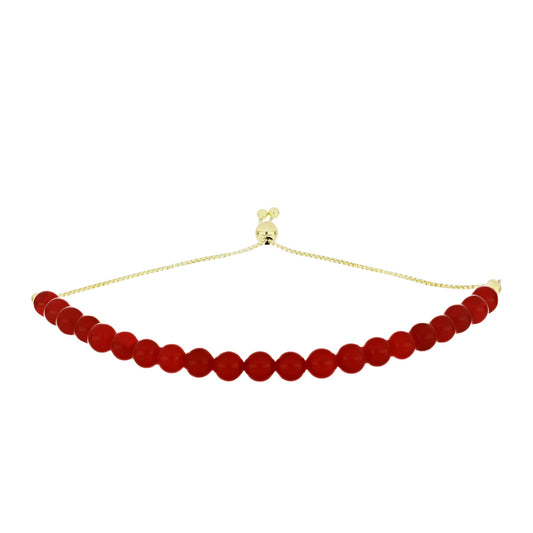 Pulsera de Plata Bañada en Oro con Ágata Roja