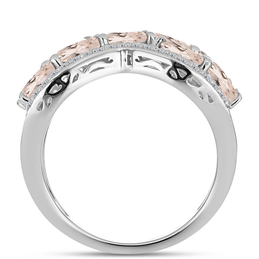 Anillo de Plata con Morganita de Gozareh y Topacio Blanco