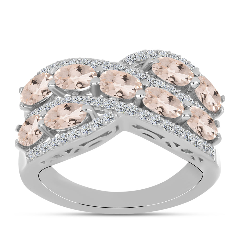 Anillo de Plata con Morganita de Gozareh y Topacio Blanco