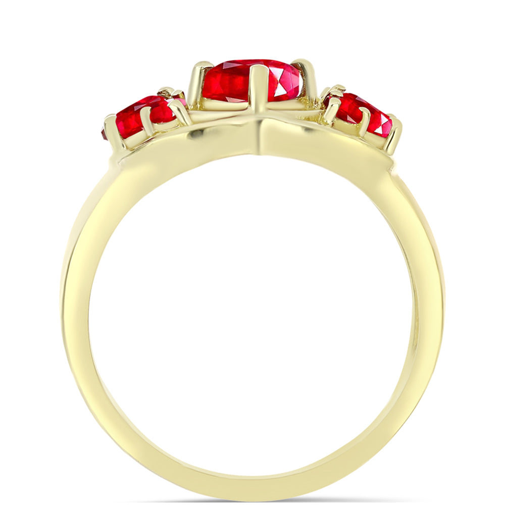 Anillo de Plata Bañada en Oro con Ágata Roja 2 