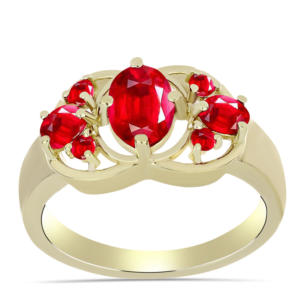 Anillo de Plata Bañada en Oro con Ágata Roja 3 