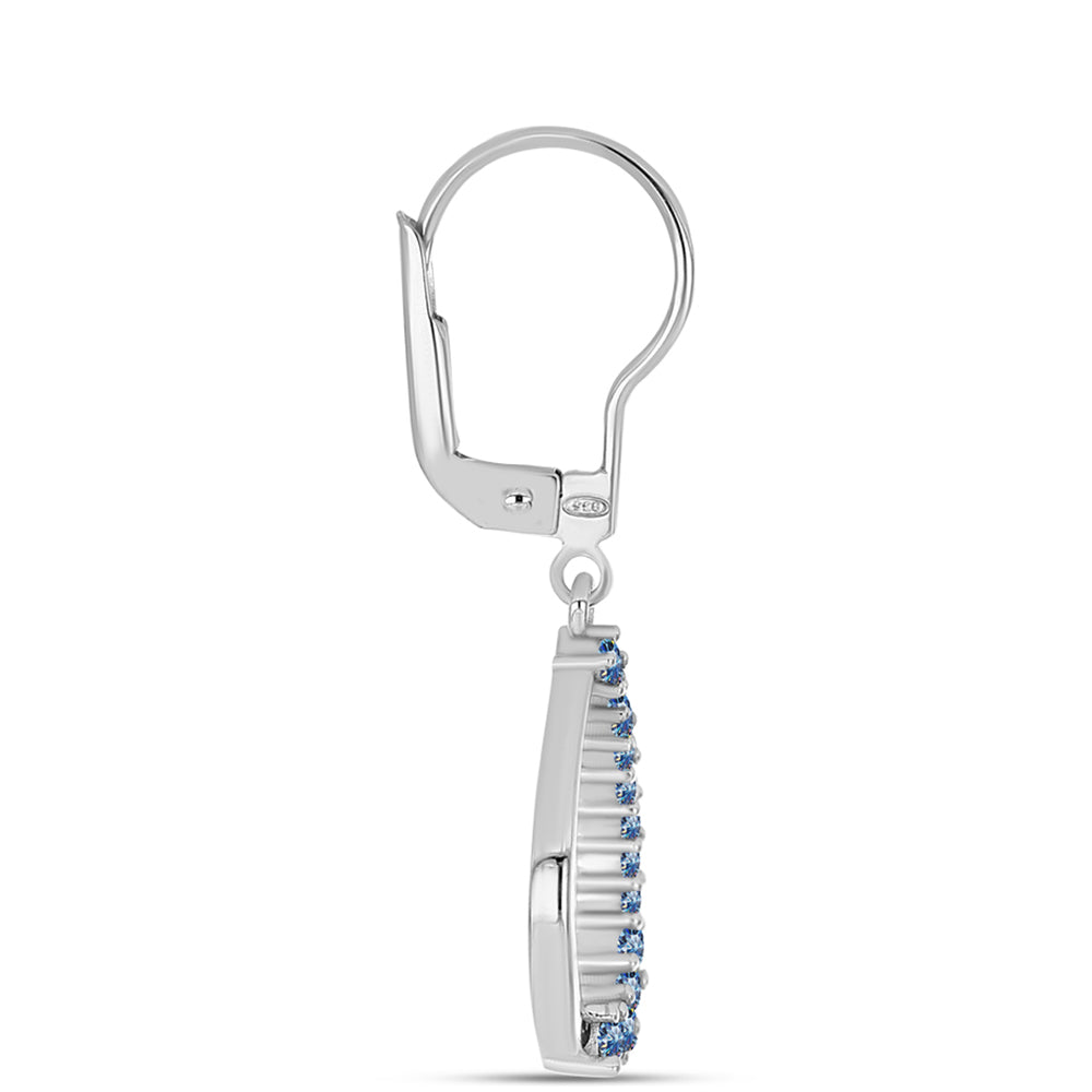 Pendientes de Plata con Moisanita azul océano 2 