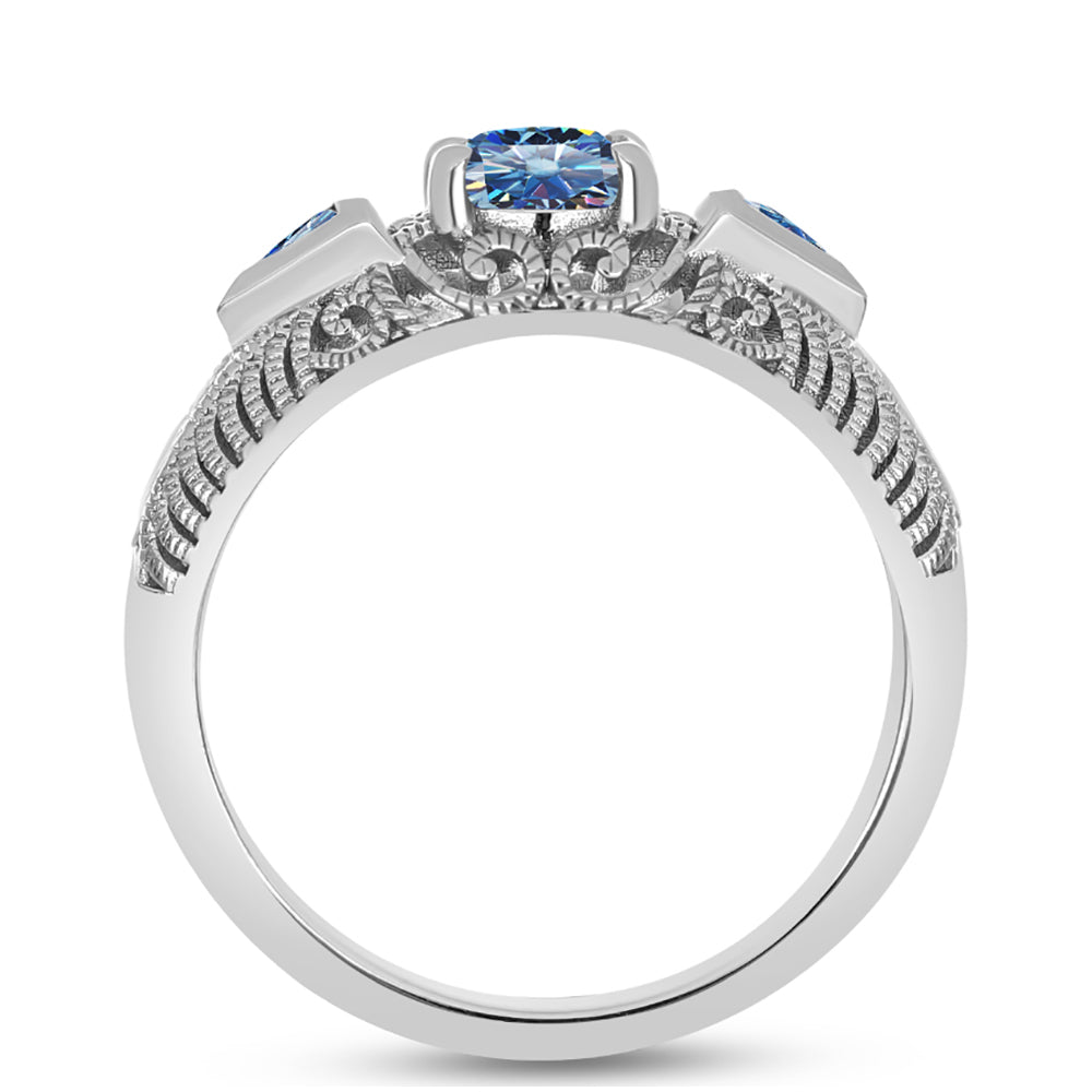 Anillo de Plata con Moisanita azul océano 2 