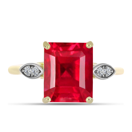 Anillo de Plata Bañada en Oro con Ágata Roja y Topacio Blanco