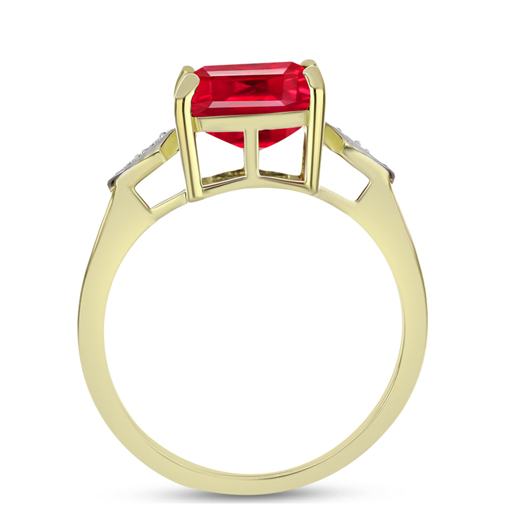 Anillo de Plata Bañada en Oro con Ágata Roja y Topacio Blanco 2 