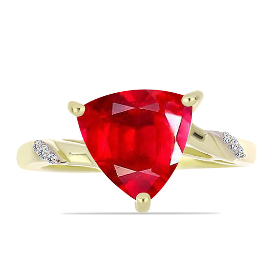 Anillo de Plata Bañada en Oro con Ágata Roja y Topacio Blanco