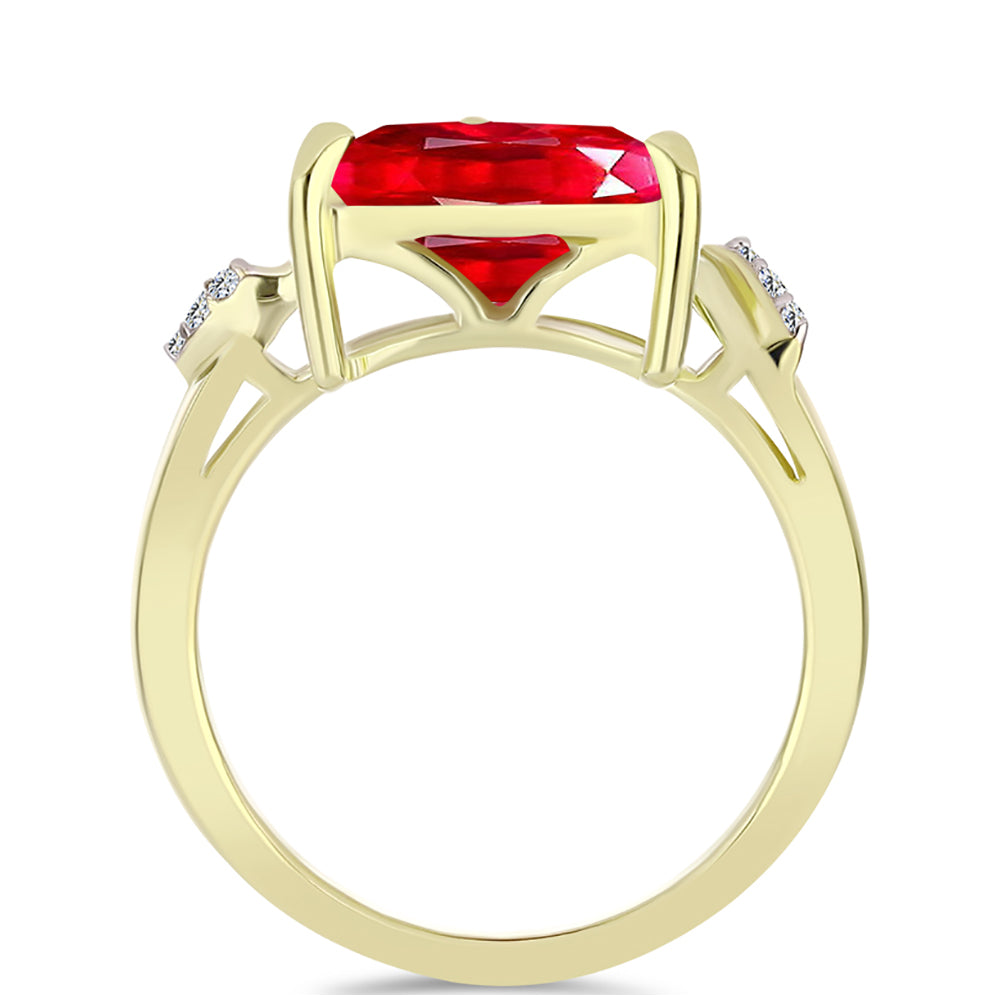 Anillo de Plata Bañada en Oro con Ágata Roja y Topacio Blanco 2 