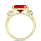 Anillo de Plata Bañada en Oro con Ágata Roja y Topacio Blanco