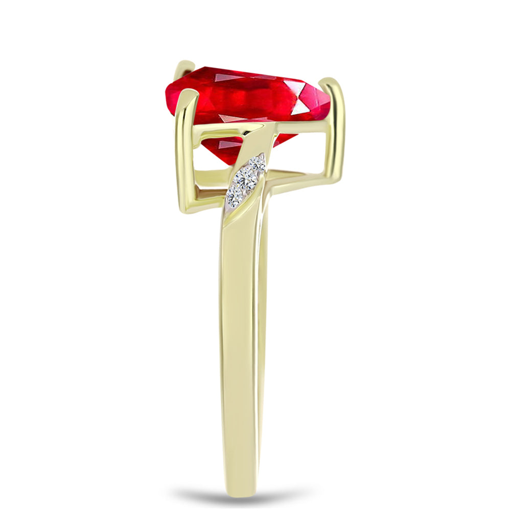 Anillo de Plata Bañada en Oro con Ágata Roja y Topacio Blanco 4 