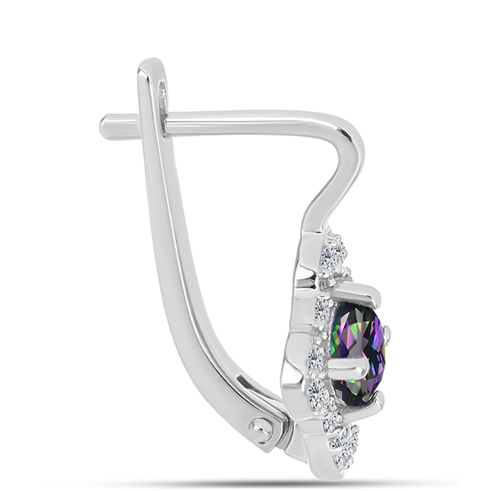 Pendientes de Plata con Cuarzo Místico Verde de Brasil y Topacio Blanco 2 