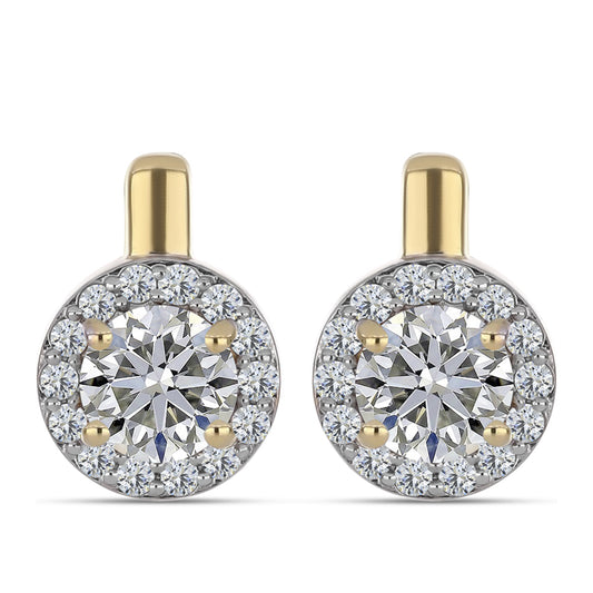 Pendientes de Plata Bañada en Oro con Diamante certificado y cultivado en laboratorio