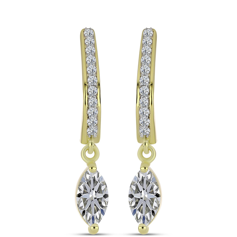 Pendientes de Plata Bañada en Oro con Diamante certificado y cultivado en laboratorio y Topacio Blanco 1 
