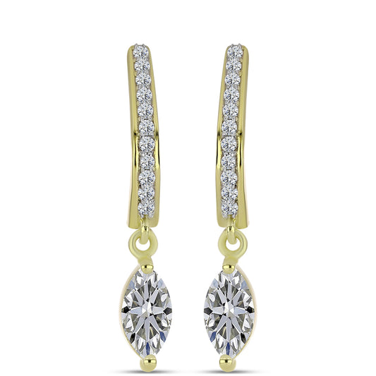 Pendientes de Plata Bañada en Oro con Diamante certificado y cultivado en laboratorio y Topacio Blanco