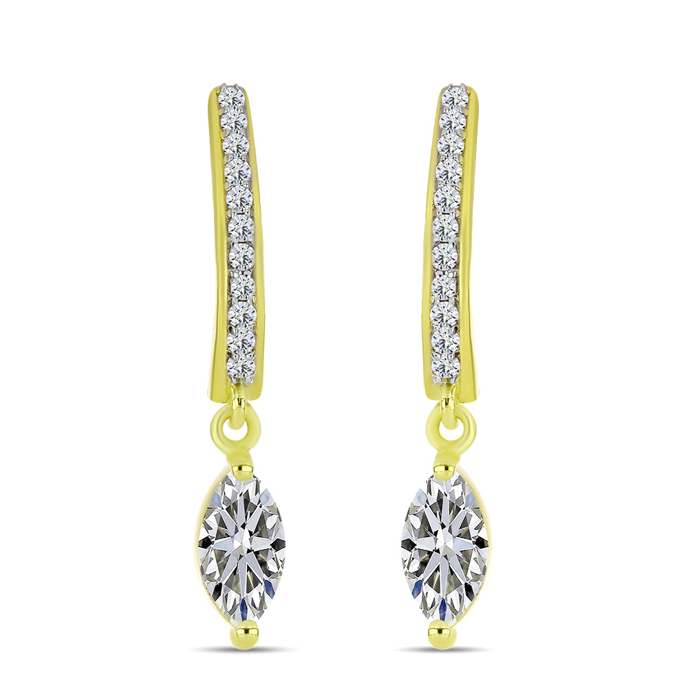 Pendientes de Plata Bañada en Oro con Diamante certificado y cultivado en laboratorio y Topacio Blanco 3 
