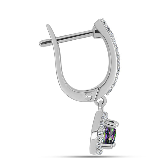 Pendientes de Plata con Cuarzo Místico Verde de Brasil y Topacio Blanco