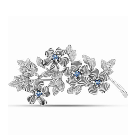Broche de Plata con Moisanita azul océano