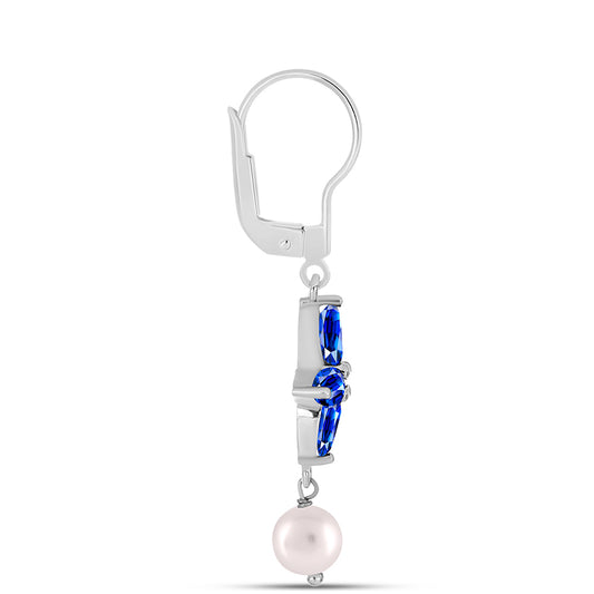 Pendientes de Plata con Zafiro Azul Australiano y Perla de Agua Dulce