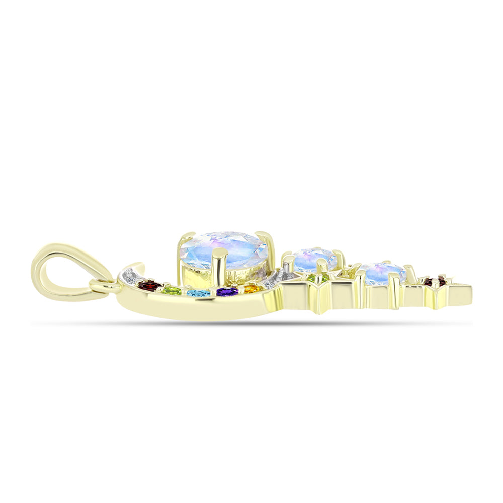 Colgante de Plata Bañada en Oro con Piedra Lunar Arco Iris 6 