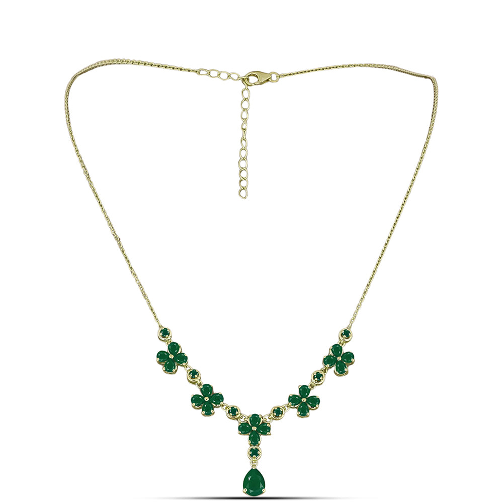 Collar de Plata Bañada en Oro con Ágata Verde 2 