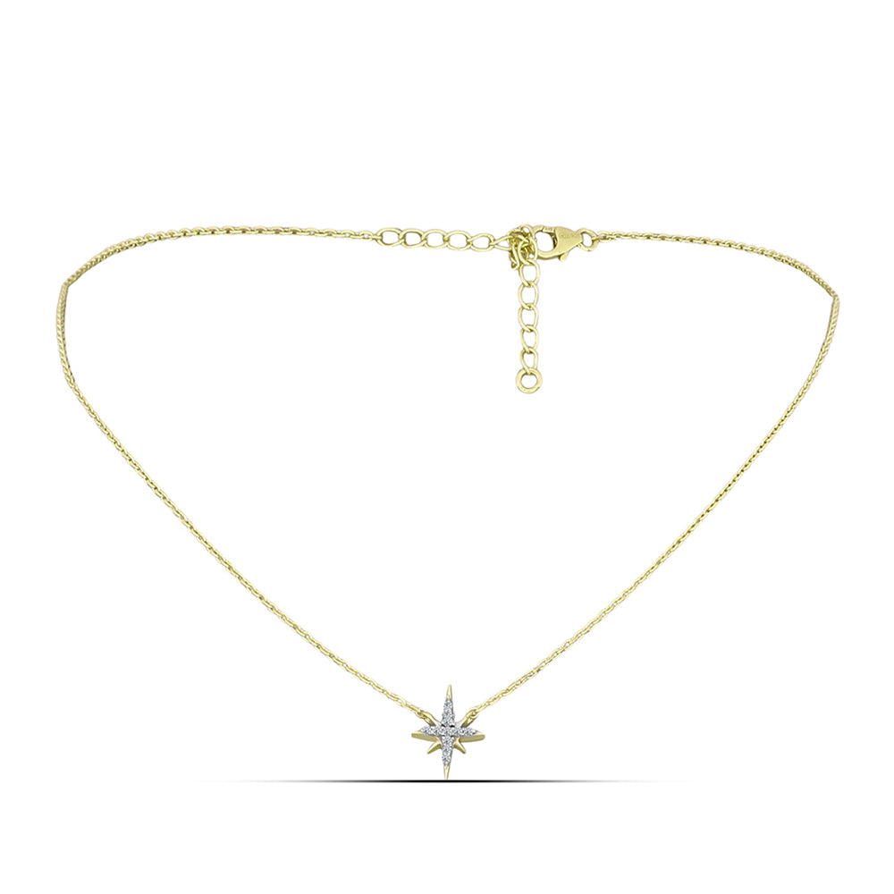 Cruz Collar de Plata Bañada en Oro con Diamante blanco 2 