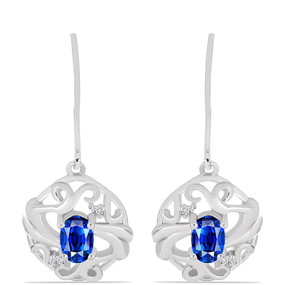 Pendientes de Plata con Zafiro Azul Australiano y Topacio Blanco 1 
