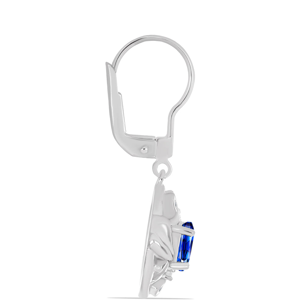 Pendientes de Plata con Zafiro Azul Australiano y Topacio Blanco 2 