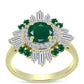 Anillo de Plata Bañada en Oro con Ágata Verde y Zircón Blanco