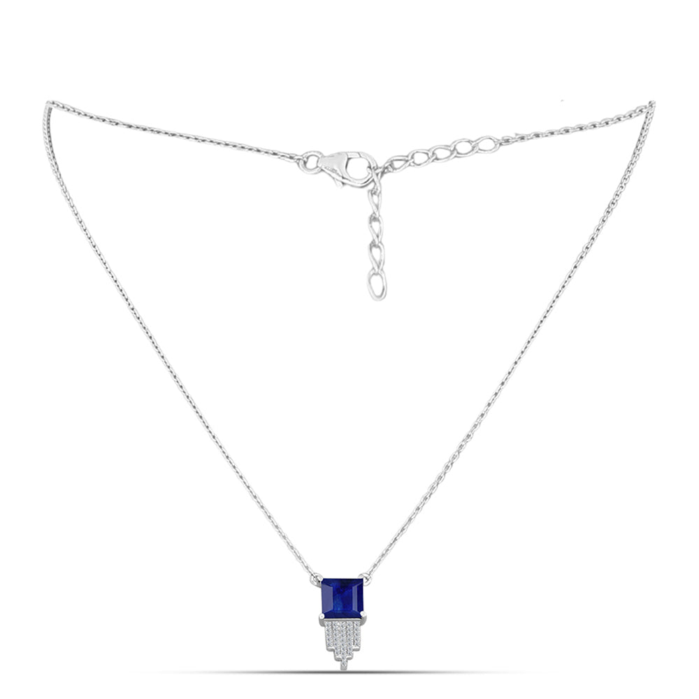Collar de Plata con Zafiro Azul Australiano y Topacio Blanco 1 