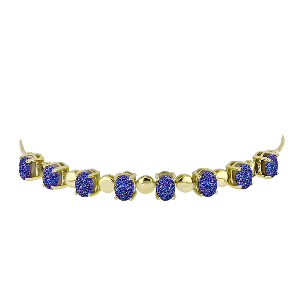 Pulsera de Plata Bañada en Oro con Drusa Purpura 3 