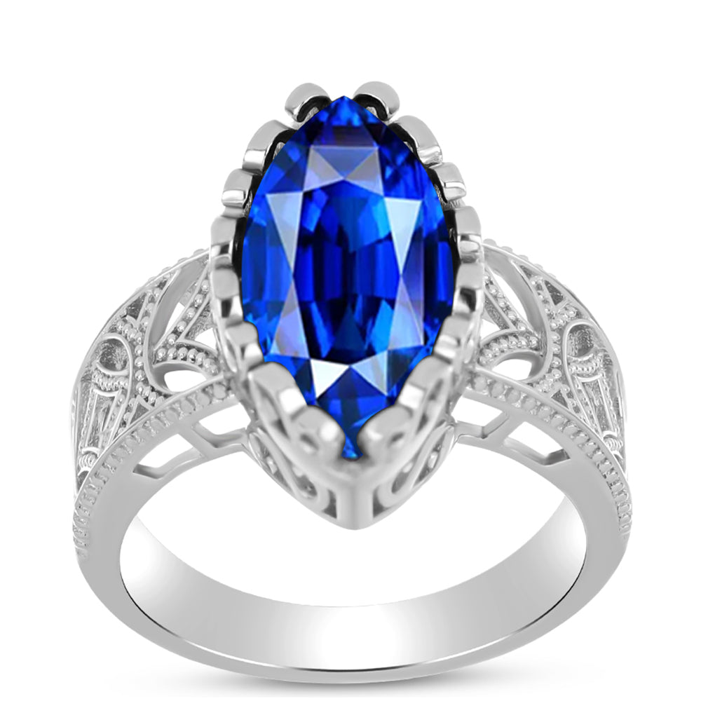 Anillo de Plata con Zafiro Azul Australiano 7 