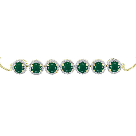 Pulsera de Plata Bañada en Oro con Ágata Verde y Topacio Blanco