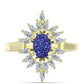 Anillo de Plata Bañada en Oro con Drusa Purpura y Zircón Blanco