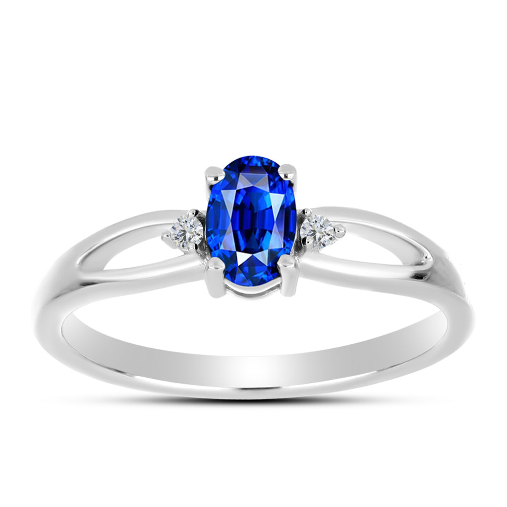 Anillo de Plata con Zafiro Azul Australiano y Topacio Blanco 3 