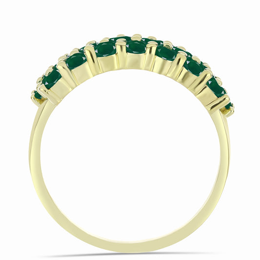 Anillo de Plata Bañada en Oro con Ágata Verde