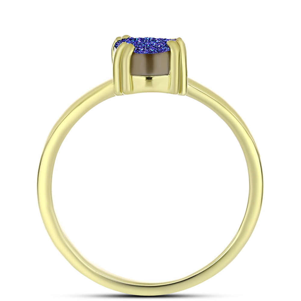 Anillo de Plata Bañada en Oro con Drusa Purpura 2 