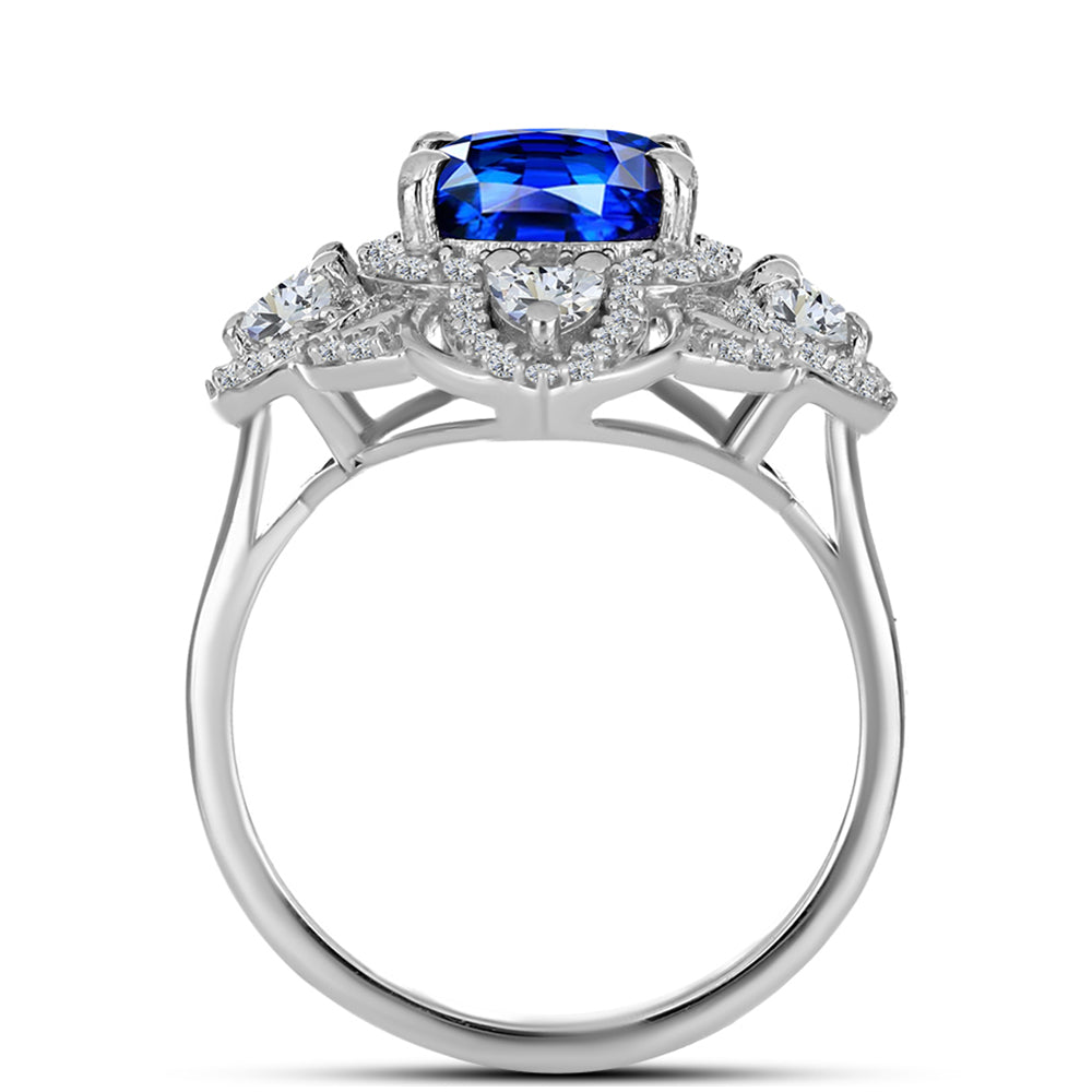 Anillo de Plata con Zafiro Azul Australiano y Topacio Blanco 2 