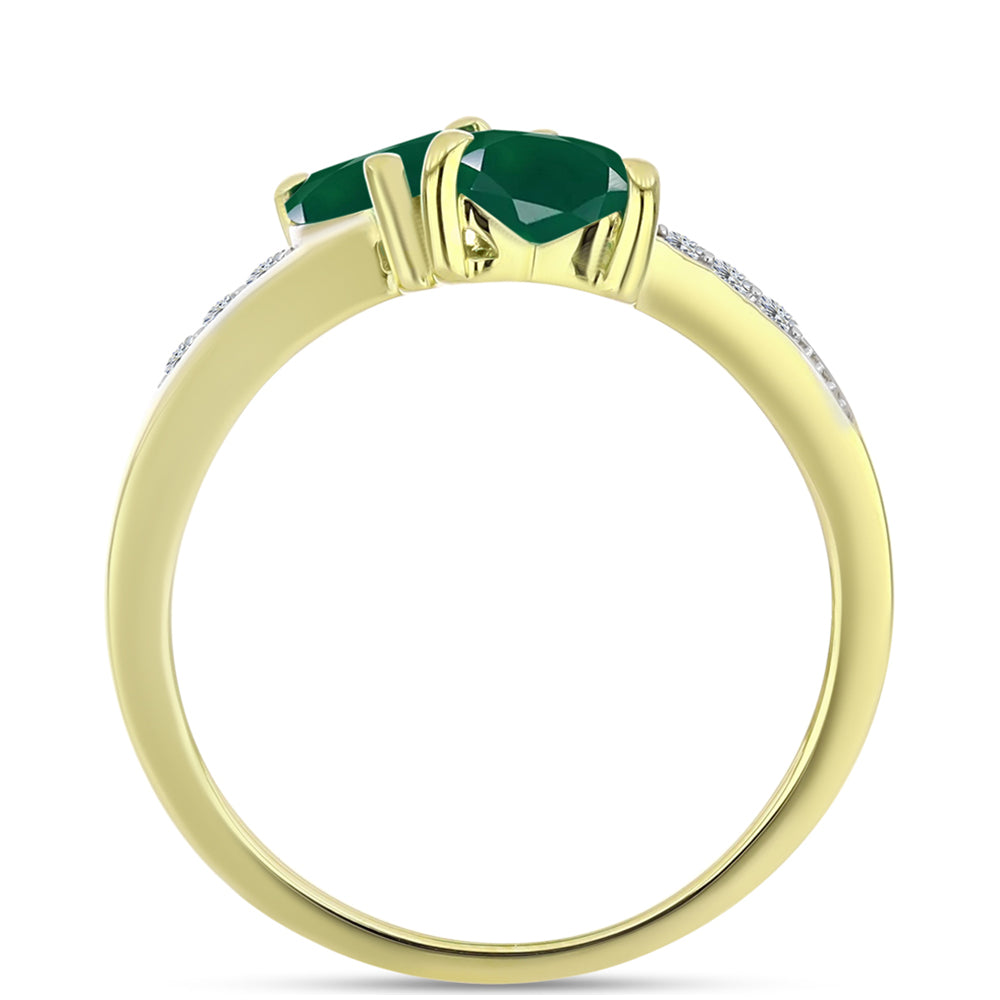 Anillo de Plata Bañada en Oro con Ágata Verde y Topacio Blanco 6 